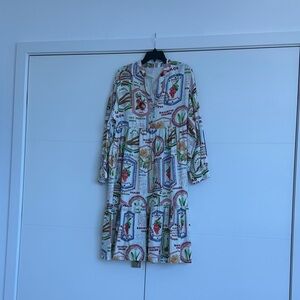 Vintage Multicolor Graphic Long Sleeve Dress